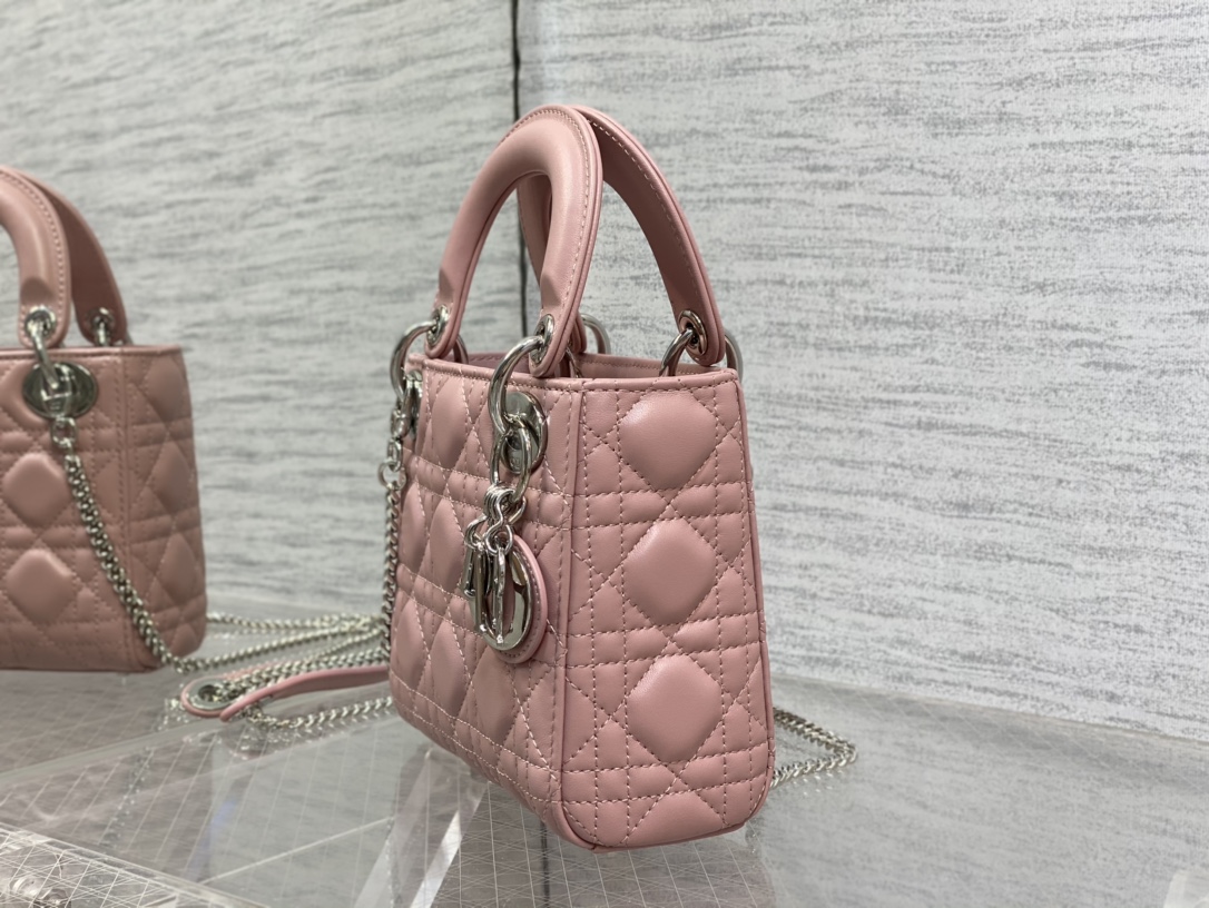 Mini Lady Dior Bag Pink Cannage Lambskin